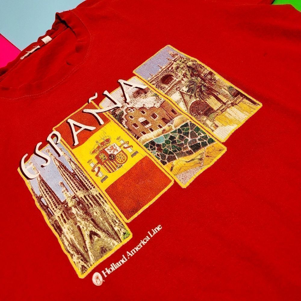 Vintage Spain Espana red destination top tee t-shirt